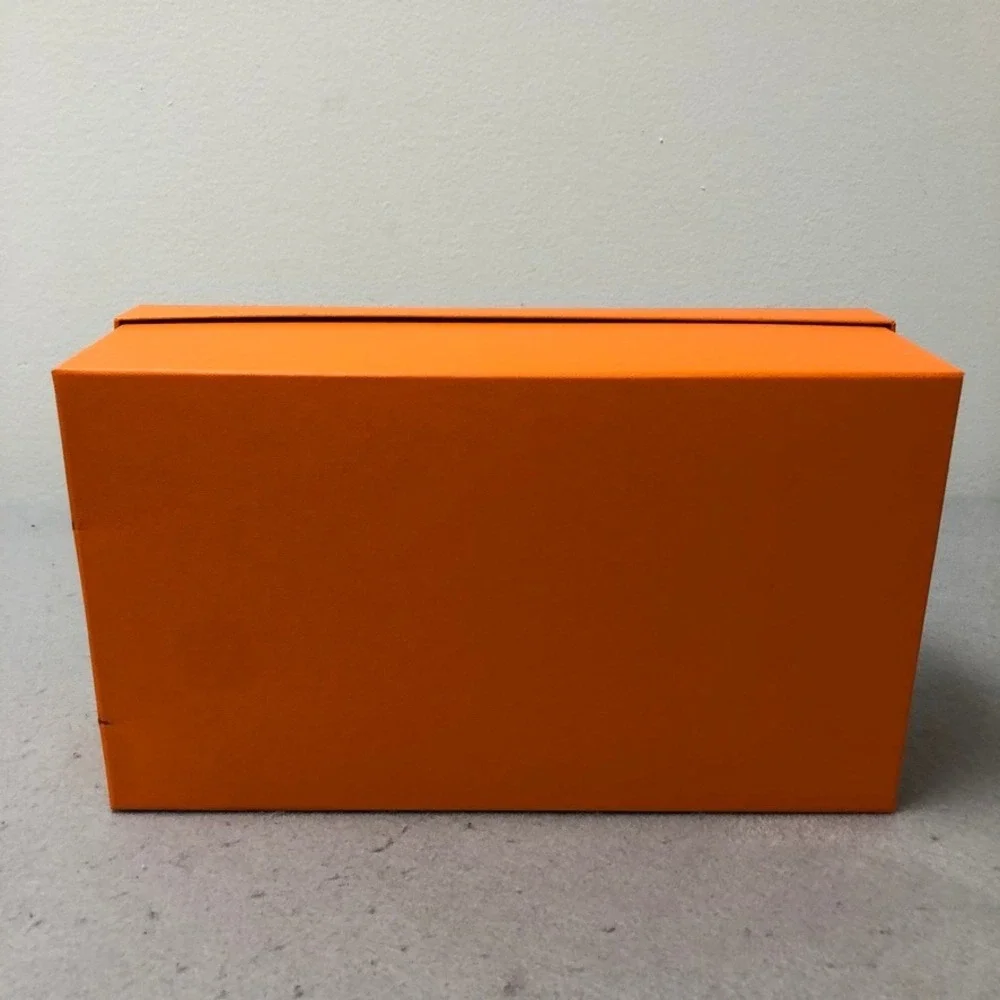 Hermes Storage Box and Dust Bags Orange Herringbone Set Travel 11x6.5x4
